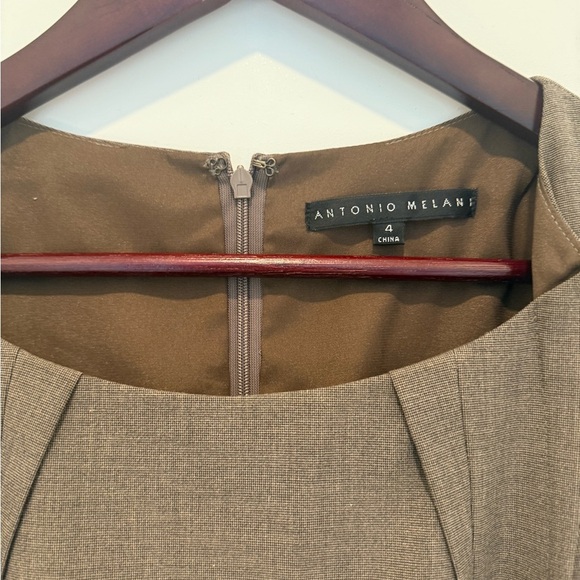 ANTONIO MELANI Taupe Midi Dress with Patterned Belt - Picture 3 of 7